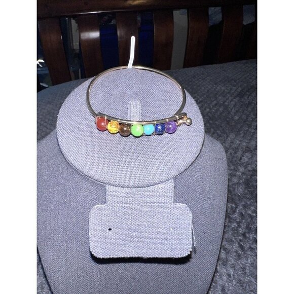 Chakra Bead Cuff Bracelet Energy Healing - Picture 2 of 7